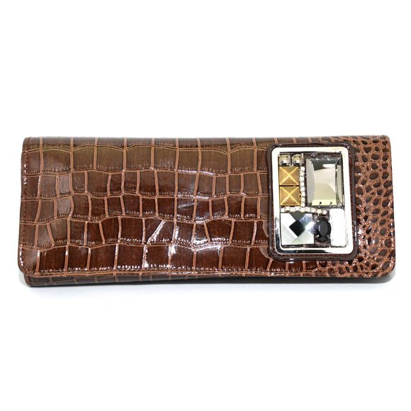 Brown Alligator Evening Clutch | Purse | Handbag (vegan) - Picture 1 of 5